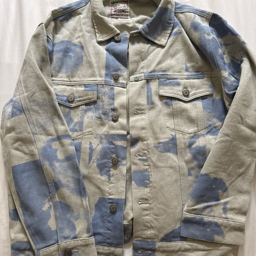 Lightweight Blue & Cream Washed Utility Shirt Jacket